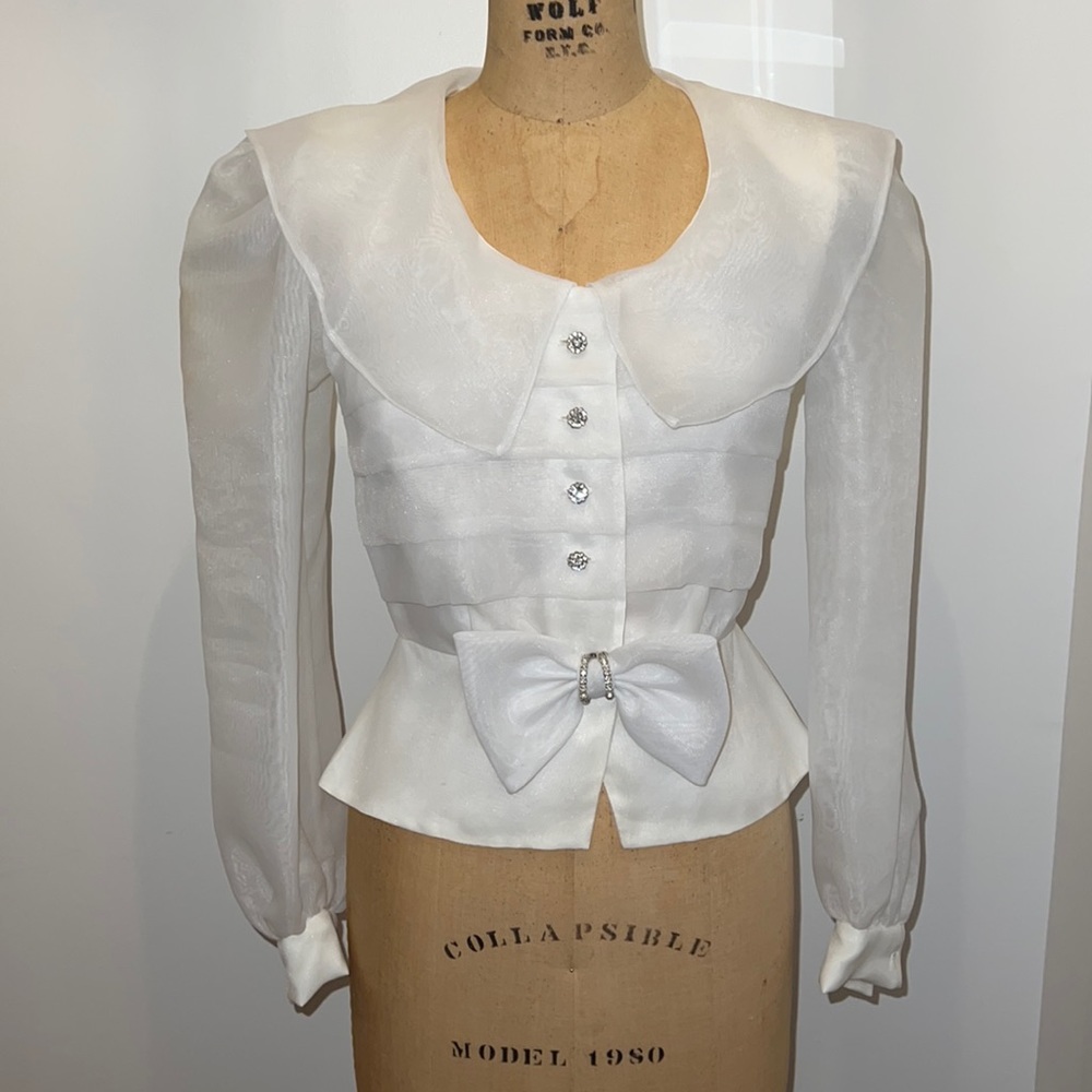 Vintage 1980s Ann Hobbs for Cattiva Organza Blouse 4